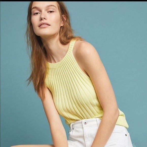 Anthropologie Green/Yellow Sweater Tank - Picture 1 of 3